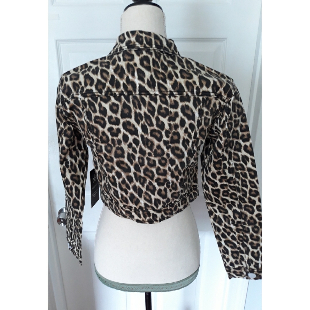 American Bazi Leopard Crop Jean Jacket - Picture 4 of 8